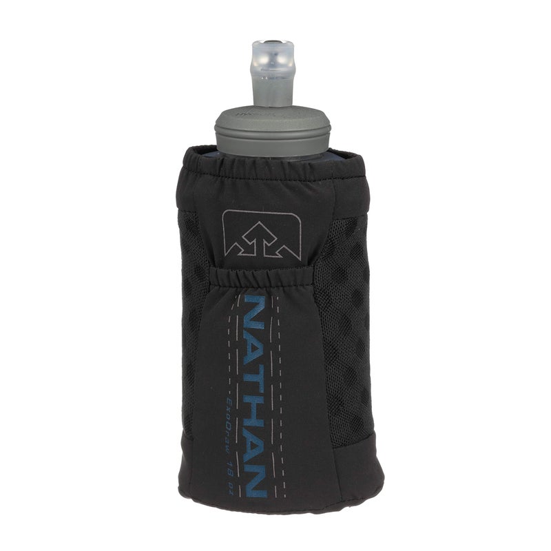 Nathan ExoDraw & ExoShot 2.0, Handheld Running Water Bottle for Marathons, Hiking, Ultra Running & Outdoor Activity - Black/Sailor Blue - 18 Ounces - Image 5